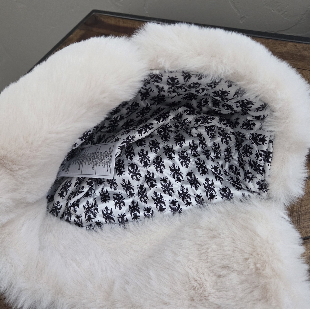 Spyder Women's Quilted Black and White Faux Fur Trapper Style Winter Hat - Picture 8 of 11
